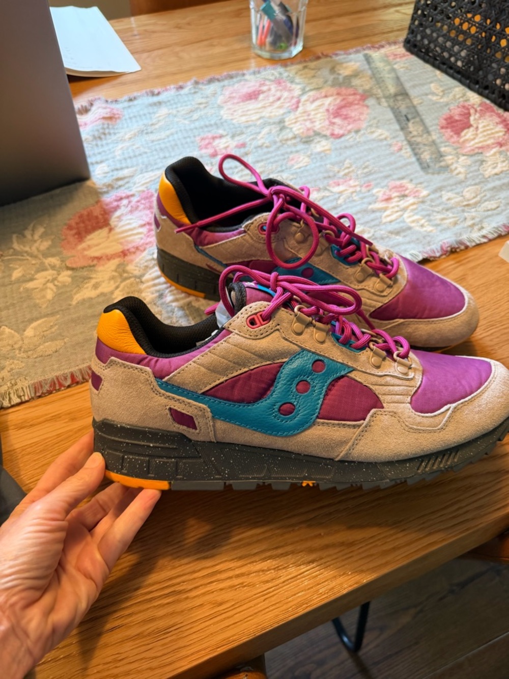 Saucony Purple Teal Gray Pink Accent Athletic Sneakers